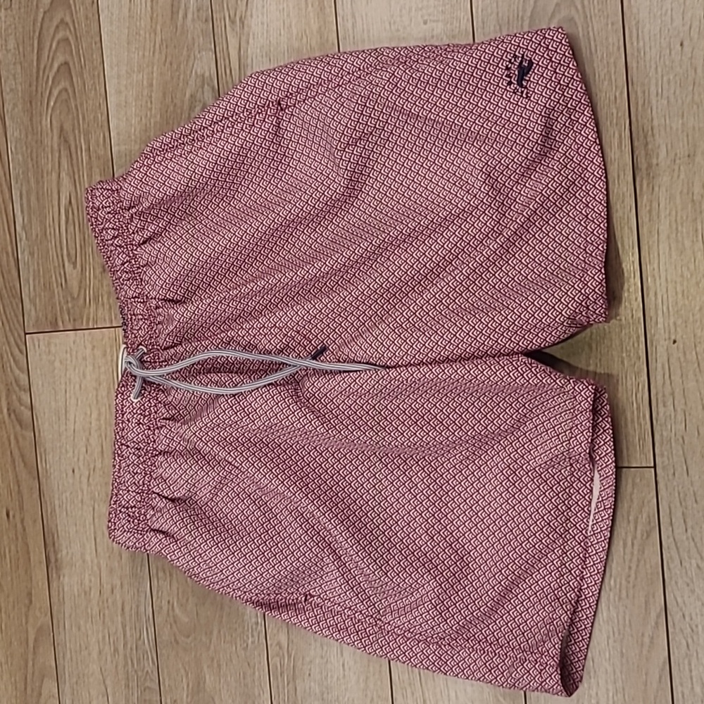 TED BAKER Purple White Abstract Pattern Sz 3 / Medium Mens Beach Swim Trunks